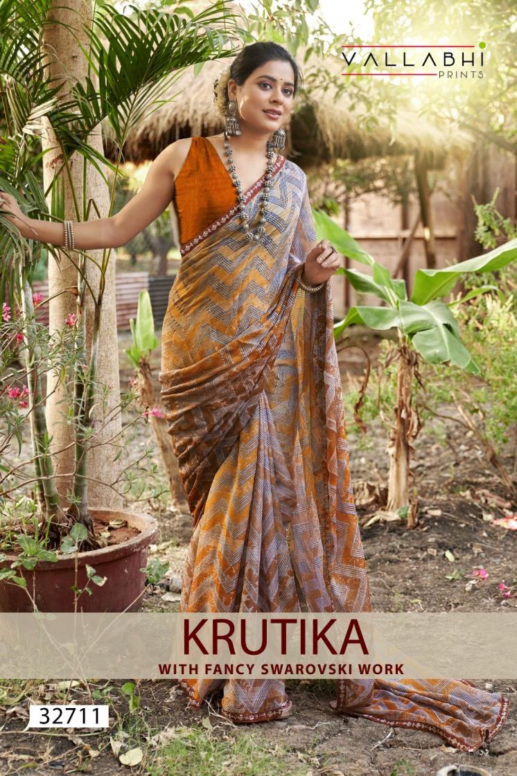 VALLABHI PRINTS KRUTIKA LATEST DALIY WEAR MOSS ZARI SAREES 