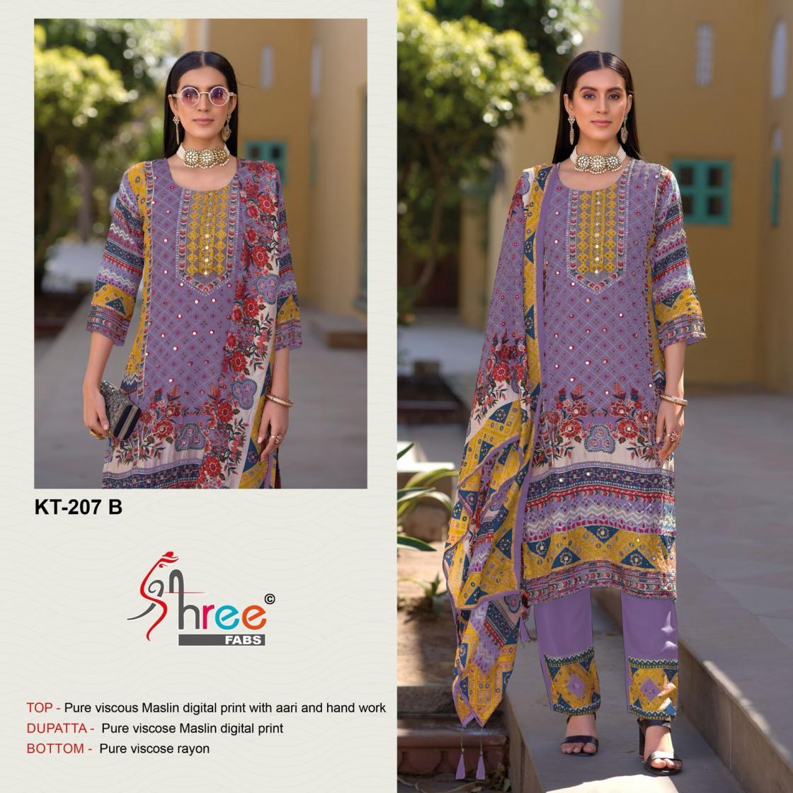 shree fab kt 207 designer viscose muslin modern pakistani material