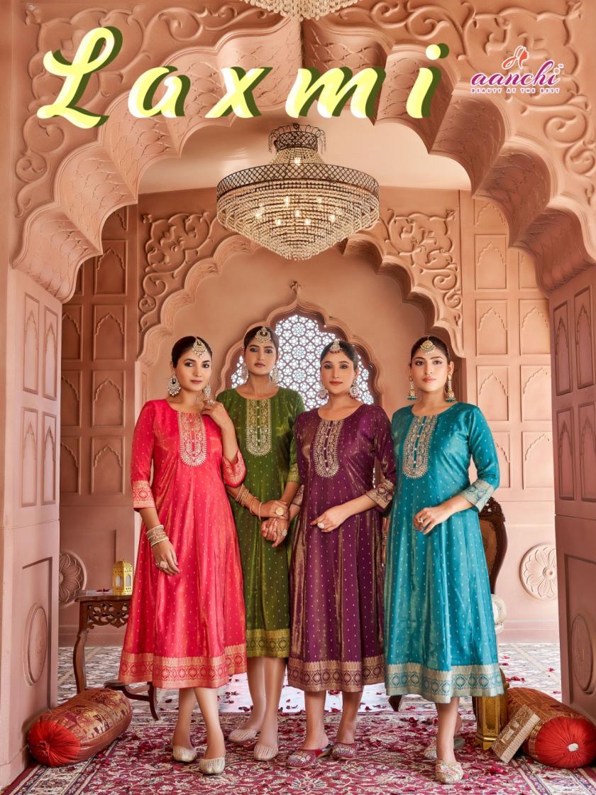 AANCHI LAXMI FULL STITCH ROMAN SHIMMER UNIQUE COLOUR LONG KURTI 