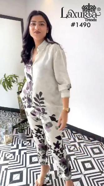 1490 by laxuria trendz readymade georgette elegant style co-ord sets 