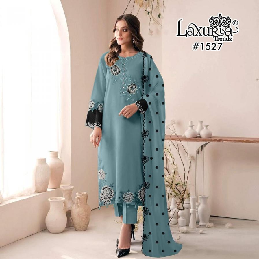 1527 BY LAXURIA TRENDZ FULLY STITCH ZAM SATIN MODERN PAKISTANI SUITS 