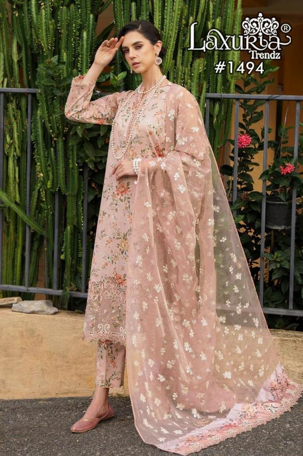 1494 BY LAXURIA MASLIN PRINTED PAKISTANI SALWAR SUIT