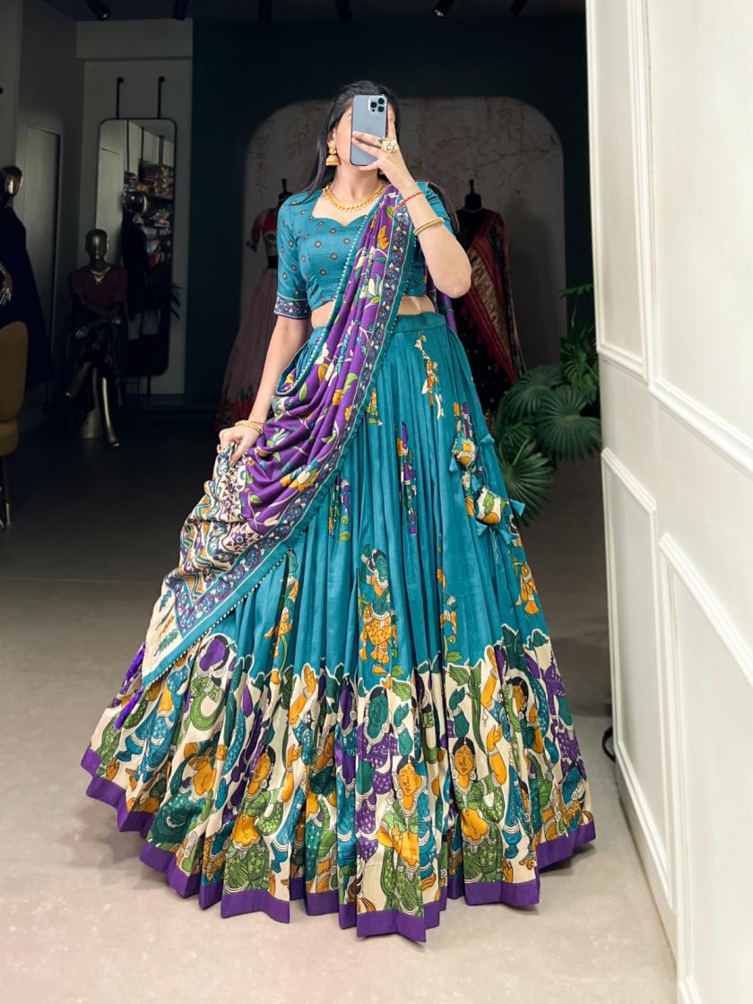 LNB1236 TUSSAR SILK FOIL PRINT STITCH LEHENGA UNSTITCH CHOLI FOR WOMENS 