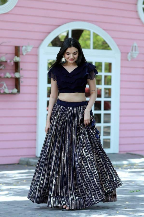LW 7030 FAUX BLOOMING SEQUIN WORK READYMADE LEHENGA AND BLOUSE 
