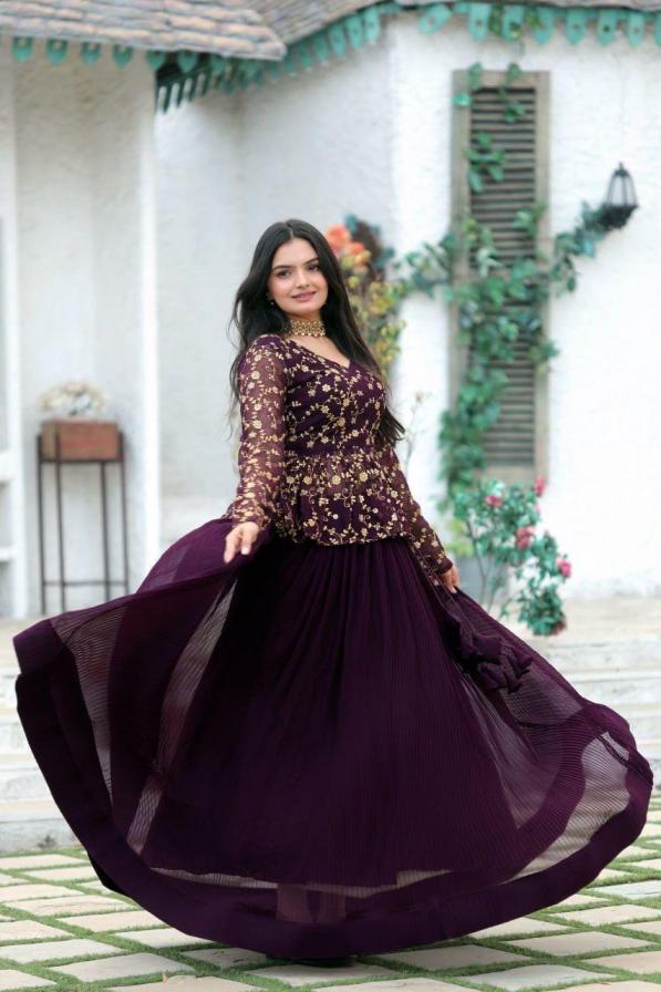 LW 7045 CRUSH PLEATING FAUX BLOOMING READYMADE FASHIONABLE CHANIYA CHOLI 