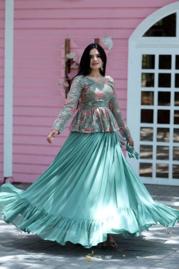 LW 7046 GEORGETTE DIGITAL PRINT FASHIONABLE TRENDING LEHENGA CHOLI