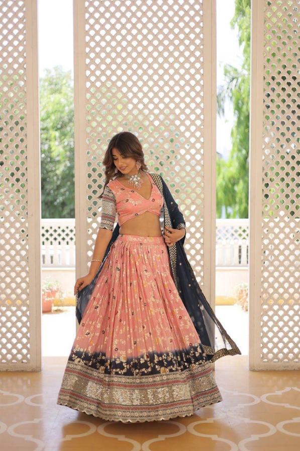 LW 7105 VISCOSE JACQUARD STITCH LEHENGA UNSTITCH CHOLI FOR FESTIVALS 