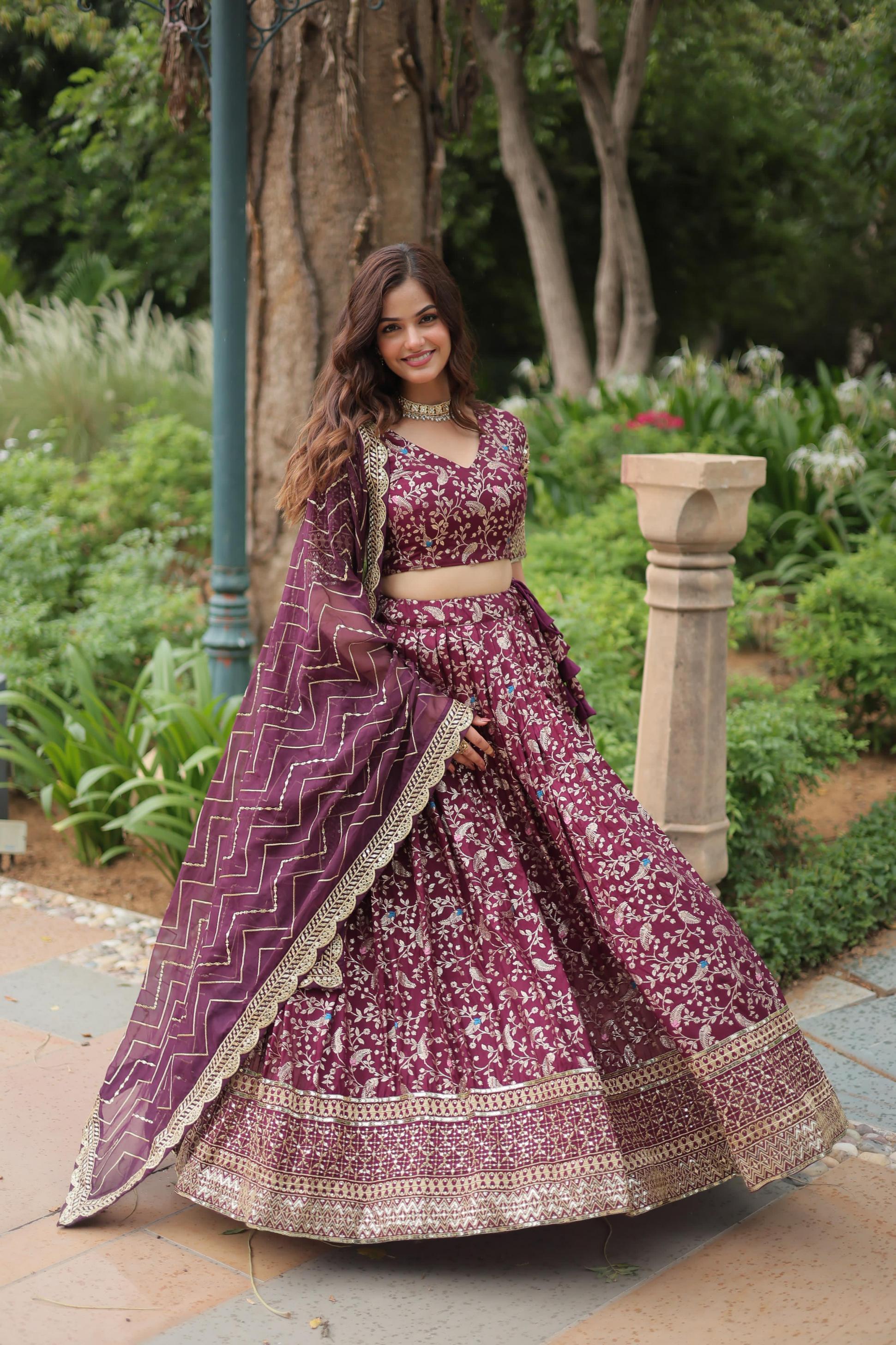 LW 7124 TRADITIONAL VISCOSE JACQUARD STITCH LEHENGA UNSTITCH BLOUSE EXPORTS 