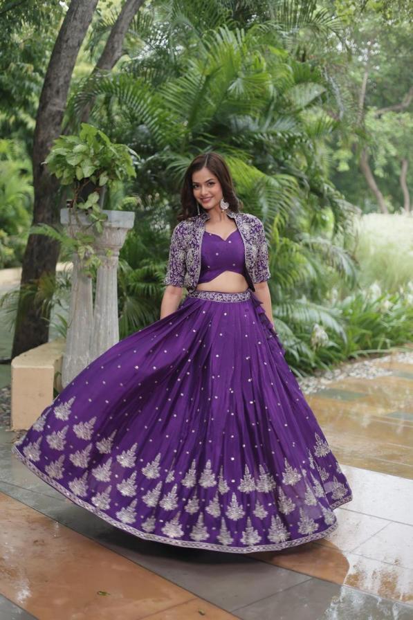LW 7128 FULLY STITCH CHINON FESTIVAL WEAR LEHENGA BLOUSE WITH KOTI 