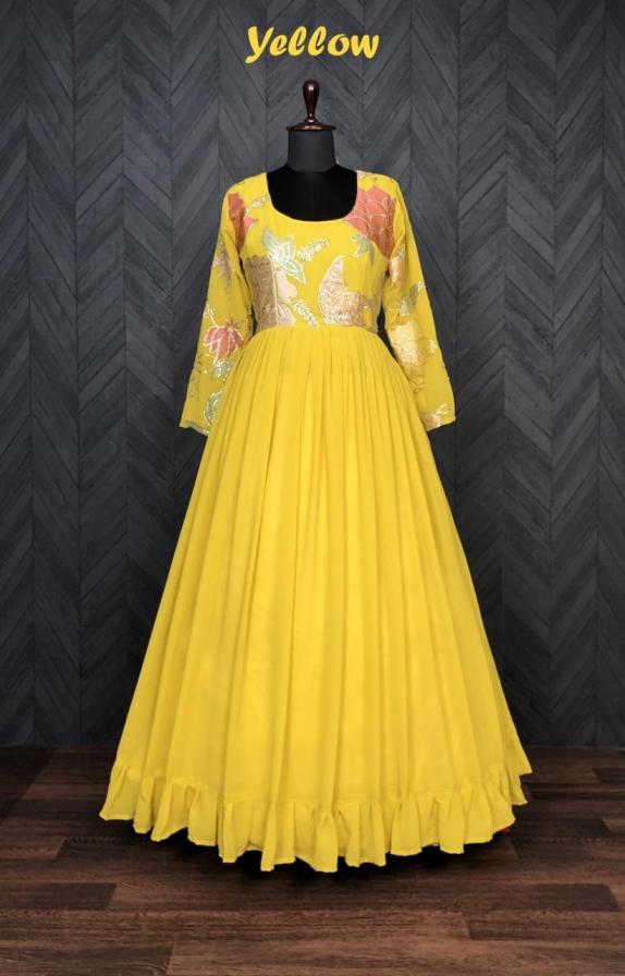 LW 9010 FULLY STITCH STYLISH BLOOMING GEORGETTE LONG GOWN 