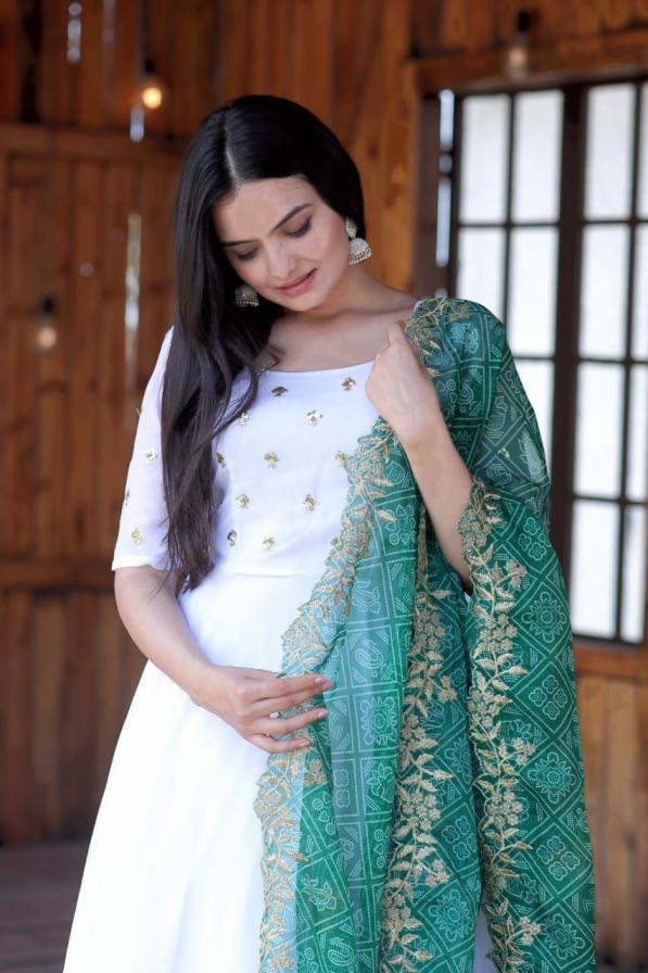 LW 9070 HIT DESIGN GEORGETTE FULL STITCH GOWN WITH DUPATTA 