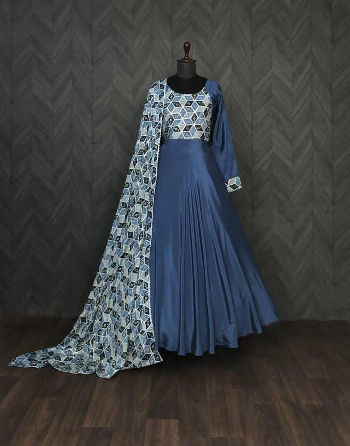 LW 9110 CHINON STYLISH WEAR READYMADE GOWN WITH DUPATTA 