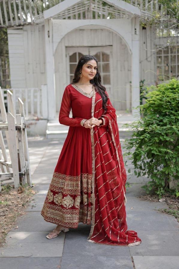 LW 9150 COLORS READYMADE FAUX BLOOMING PARTY WEAR GOWN WITH DUPATTA 