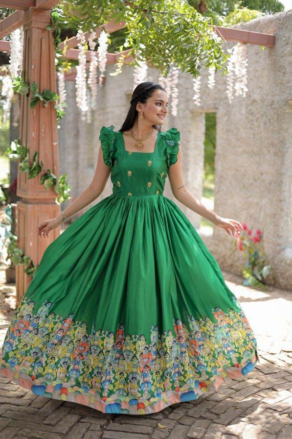 LW 9151 DOLA SILK FULL STITCH FASHIONABLE LONG GOWN  