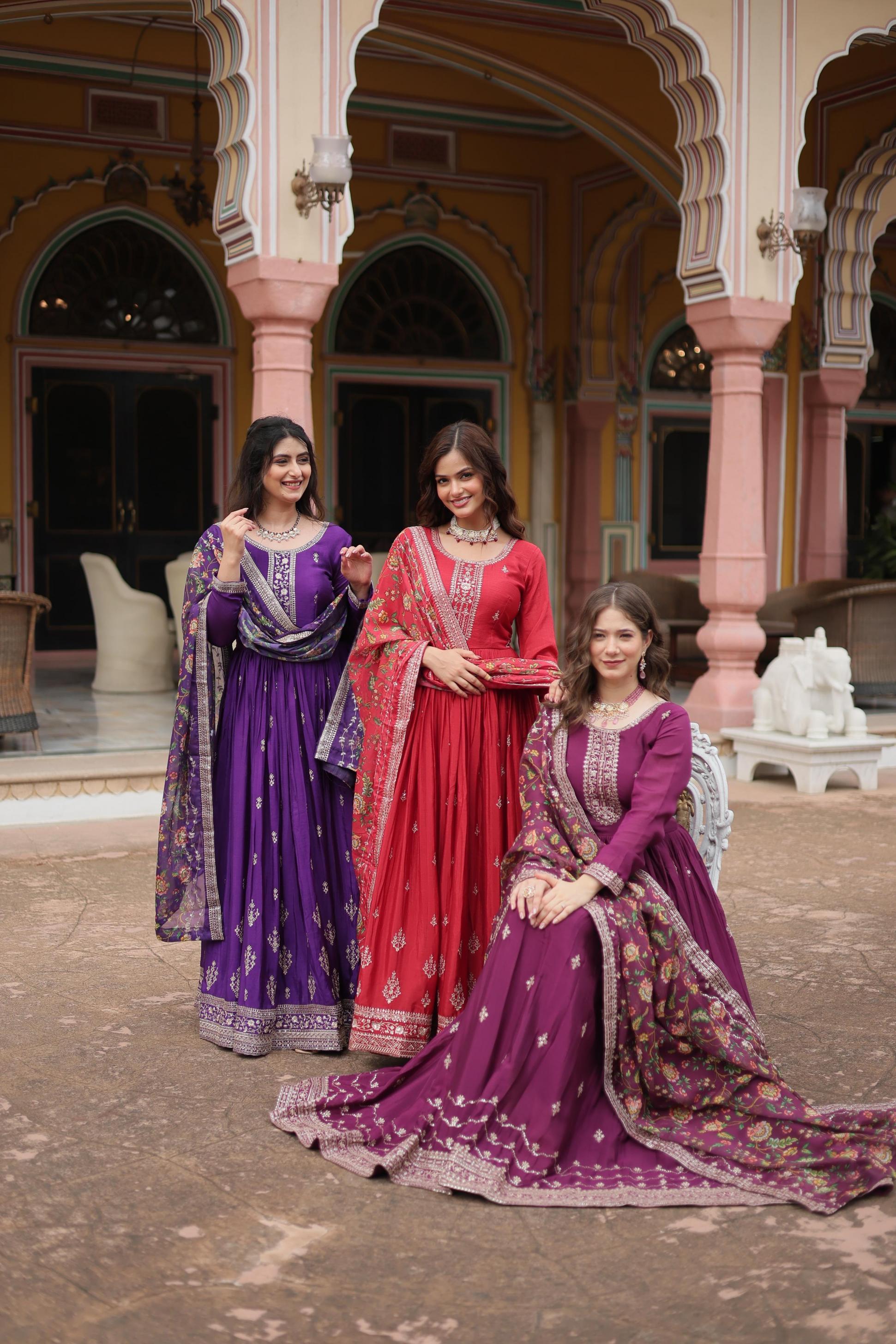LW 9190 CHINON STYLISH WEAR GOWN WITH DUPATTA 