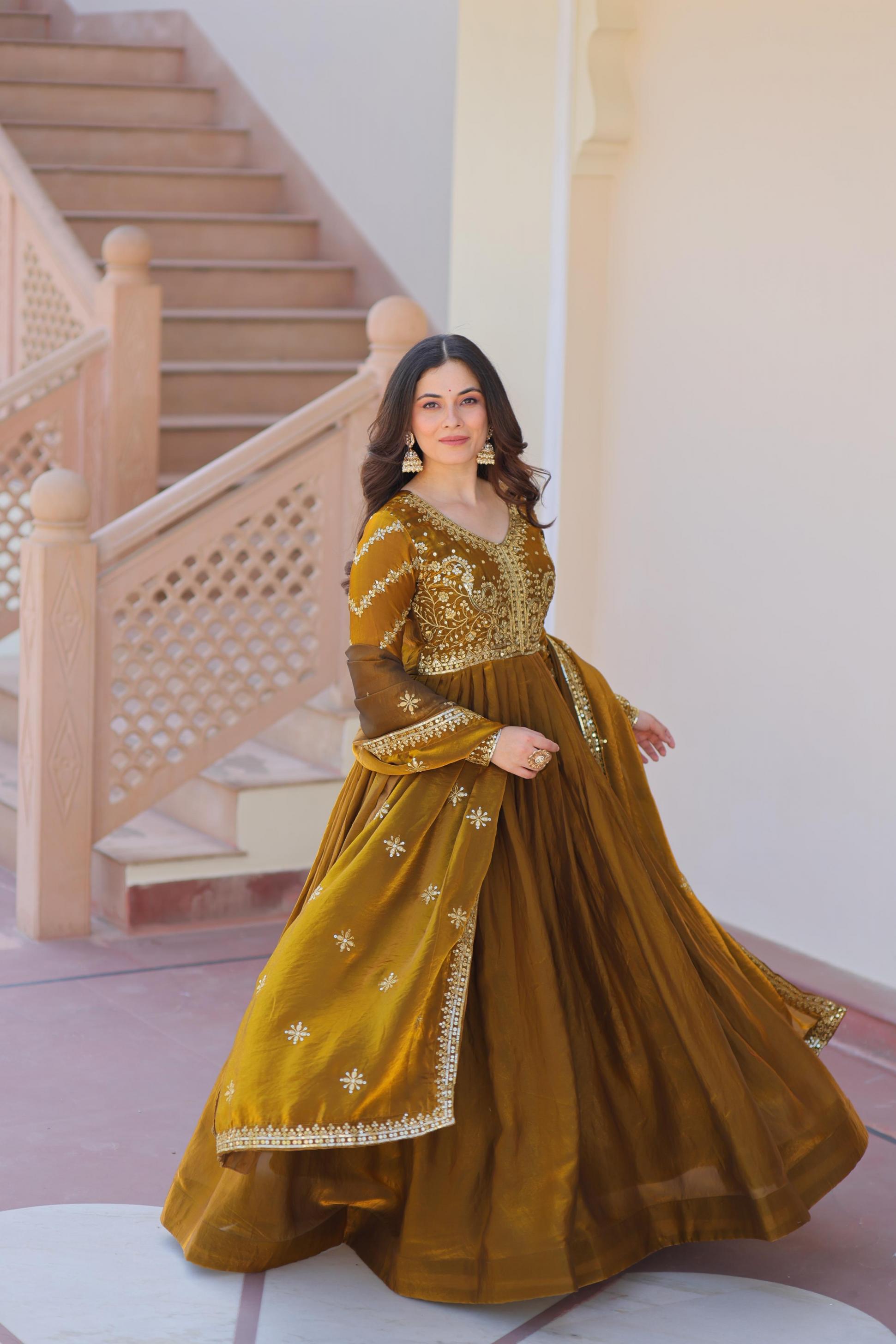 LW 9234 FENDY ZARI SEQUINS OCCASION WEAR GOWN WITH DUPATTA