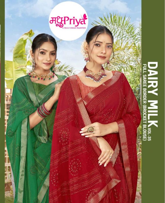 DAIRY MILK VOL 35 BY MADHUPRIYA CHIFFON DELICATE SAREE 