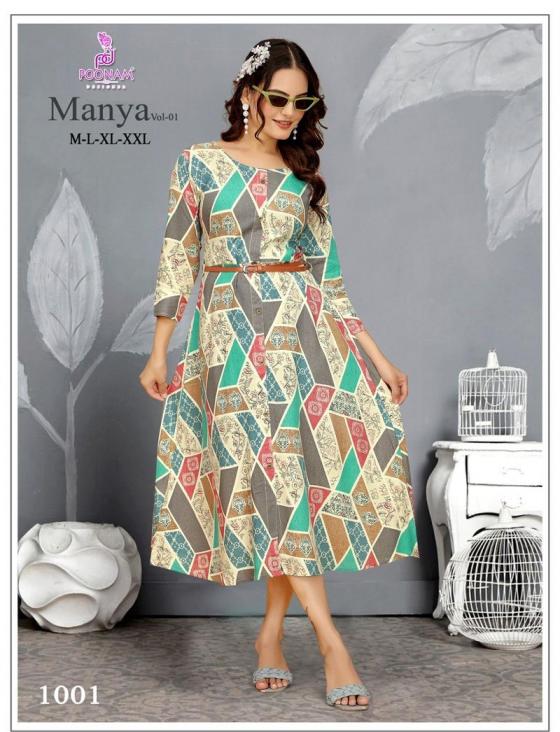 poonam designer manya vol 1 rayon fashionable readymade gown with belt