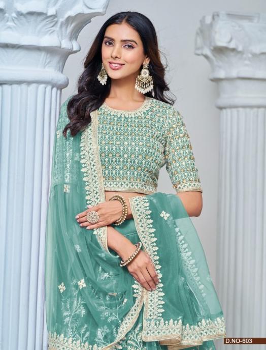 MEHVISH VOL 6 BY MEHVISH 601-604 SERIES FESTIVAL WEAR NET CHANIYA CHOLI 