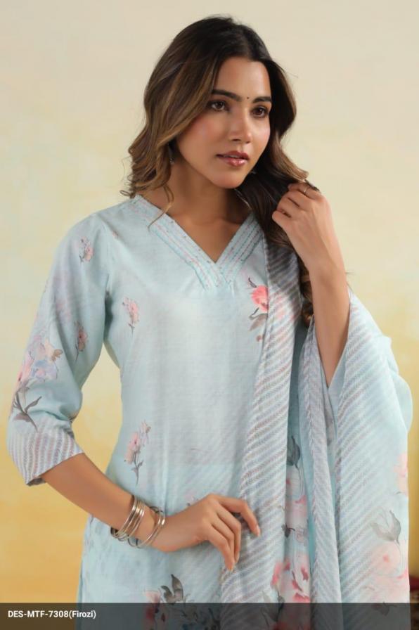 MODERN 7308 COTTON OCCASION FANCY STYLISH COMBO 3 PIECE DRESS 