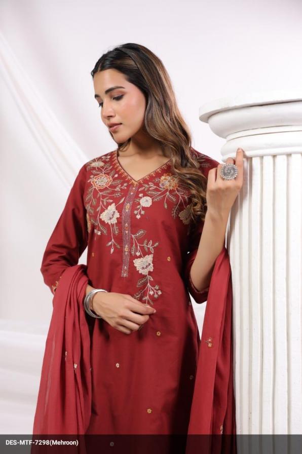 modern cotton mul mul hit design fully stitch pretty look 3pcs dress