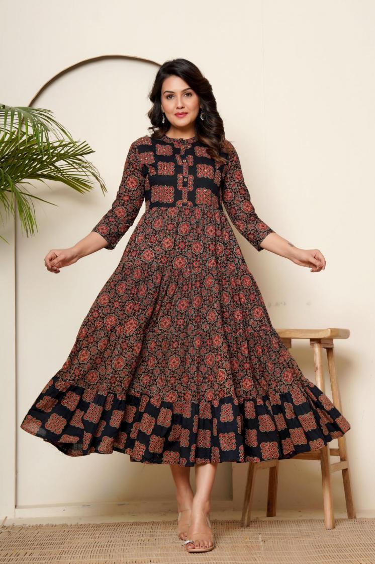 modern cotton daily wear fully stitch combo set flair long gown online 