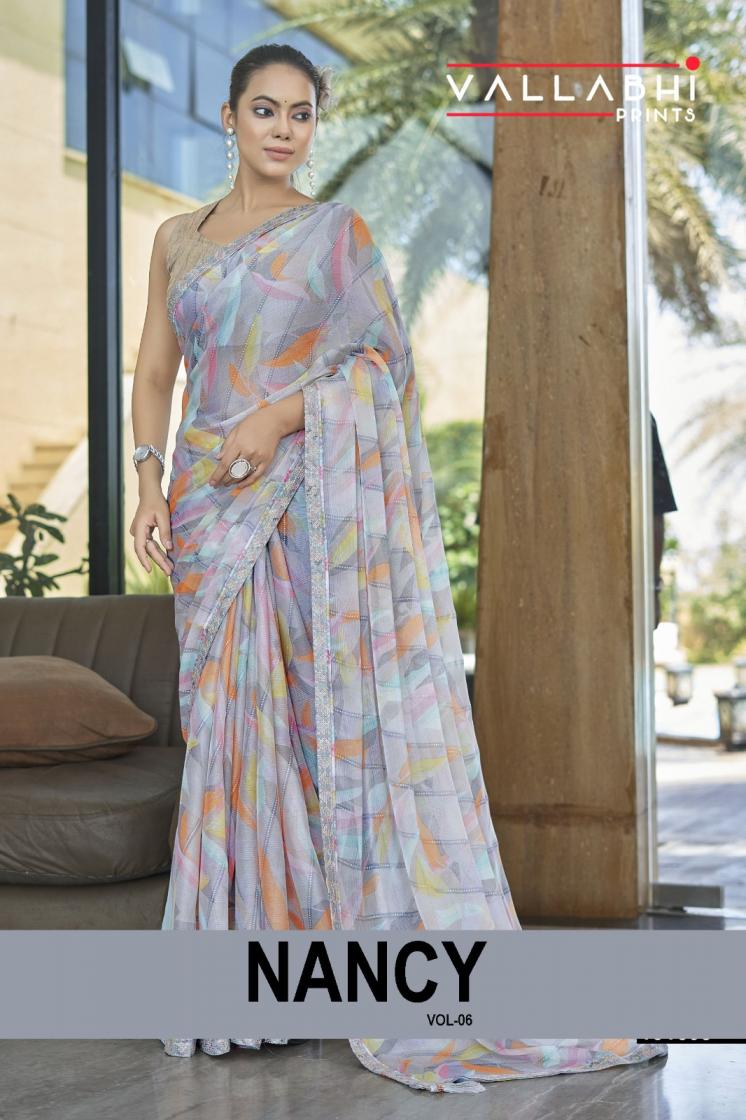 vallabhi prints nancy vol 6 colour addition chiffon saree exports 