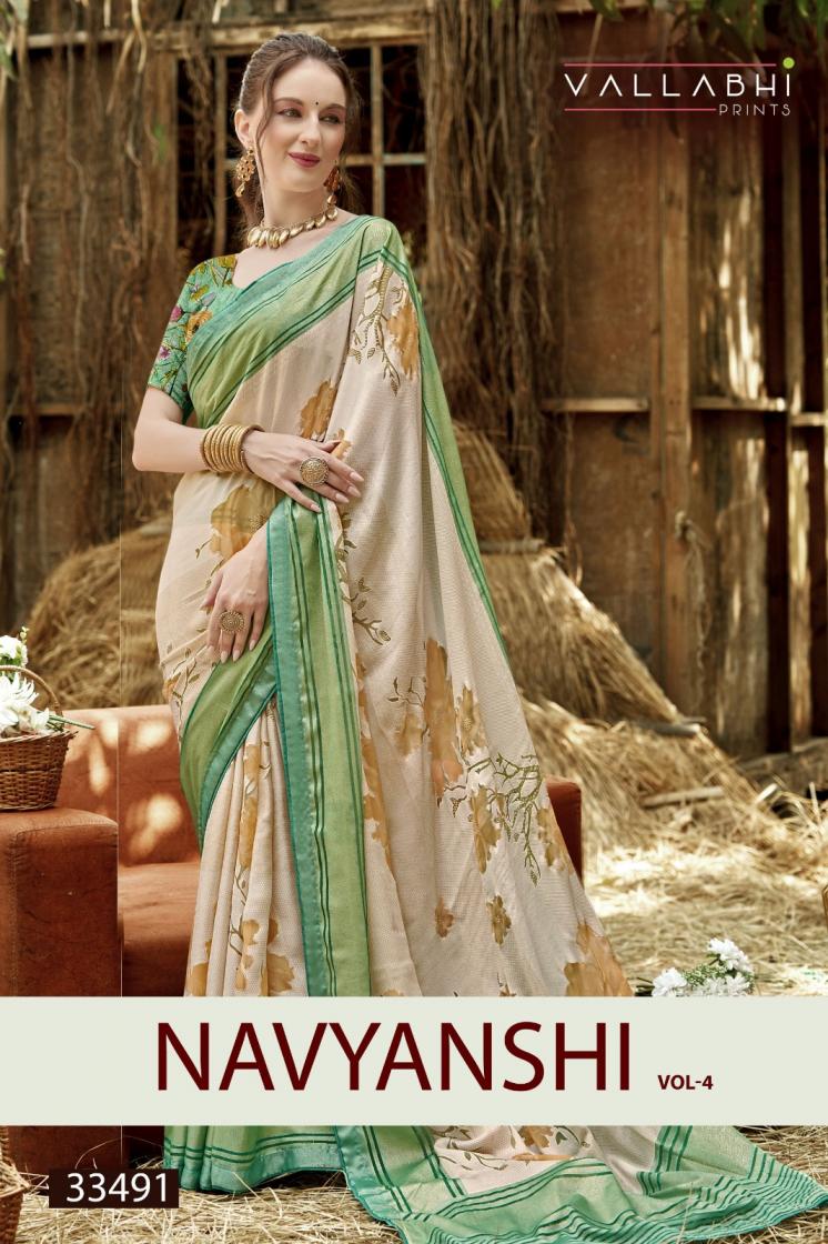 vallabhi print navyanshi vol 4 summer beauty moss brasso sarees 