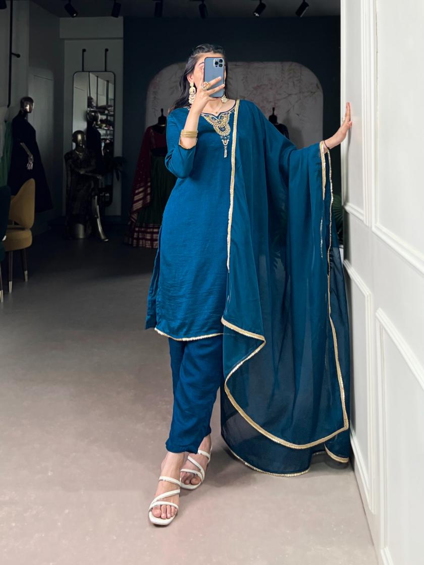 NNK3043 HIT DESIGN VICHITRA SILK SHOP TRENDY SUIT FOR WOMENS 