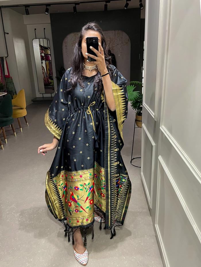 nnk3803 jacquard weaving zari work full stitch kaftan kurti wholesaler 
