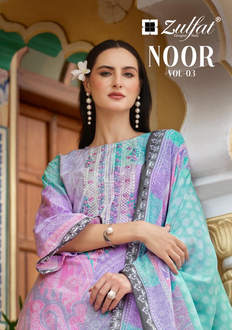ZULFAT DESIGNER NOOR VOL 3 COTTON UNIQUE PAKISTANI PLUS SIZE 3PCS DRESS