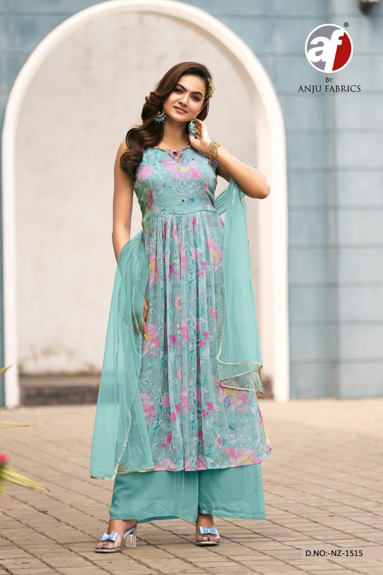 ANJU FAB NZ 1515 CORCHET GEORGETTE ETHNIC READYMADE PLAZZO SUIT FOR LADIES 