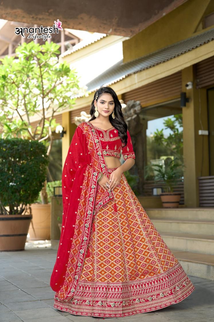 ANANTESH LIFESTYLE OCCASION VOL 13 HALF SAREE COSMOS TISSUE SEMI STITCH LEHENGAS 