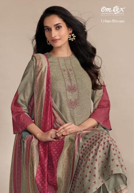 URBAN RIWAAZ VOL1 BY OM TEX DIGITAL EMBROIDERY AND HAND WORK 3 PCS SUIT 