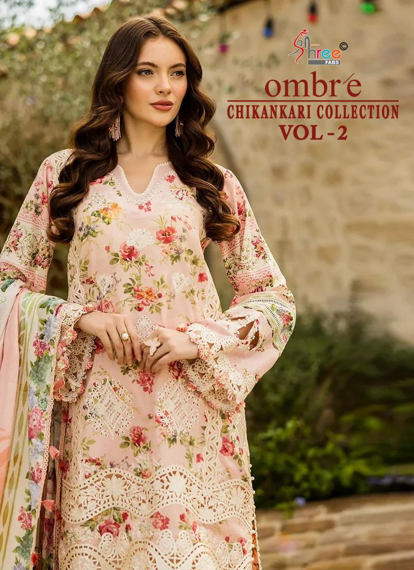SHREE FABS OMBRE CHIKANKARI COLLECTION VOL 2 COTTON PAKISTANI SUITS  