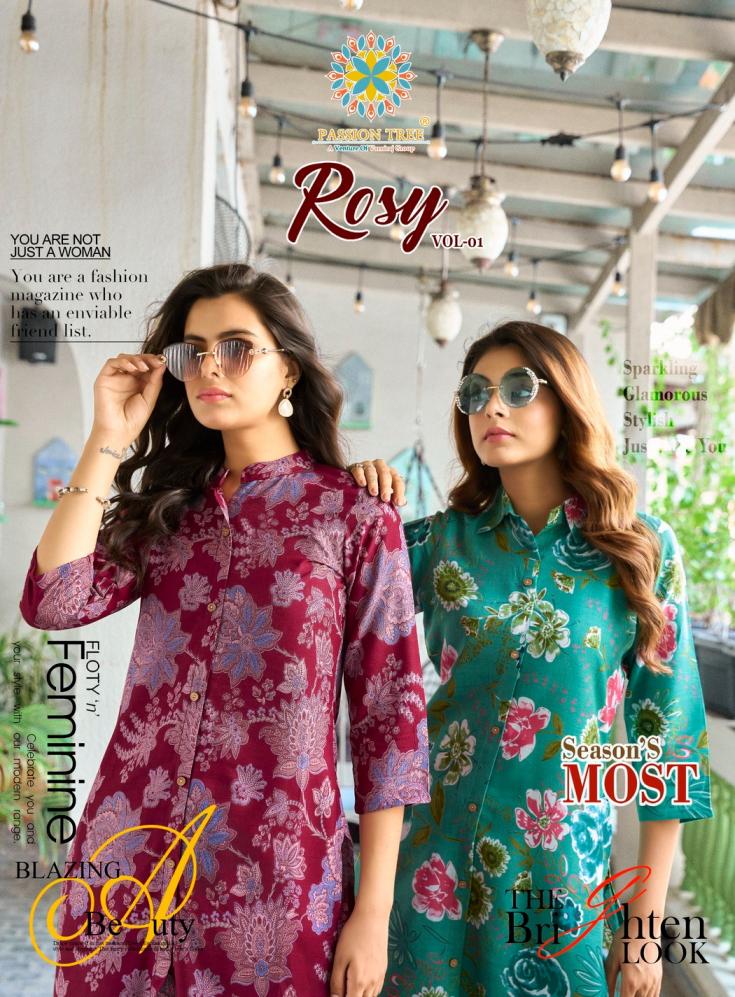 ROSY VOL 1 BY PASSION TREE RAYON ETHNIC FULL STITCH PLUS SIZE CO-ORD FOR WOMENS 
