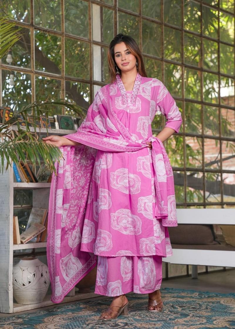 PATTERN DUPATTA SET HIT DESIGN COTTON FULLY STITCH KURTI PLAZZO WITH DUPATTA 