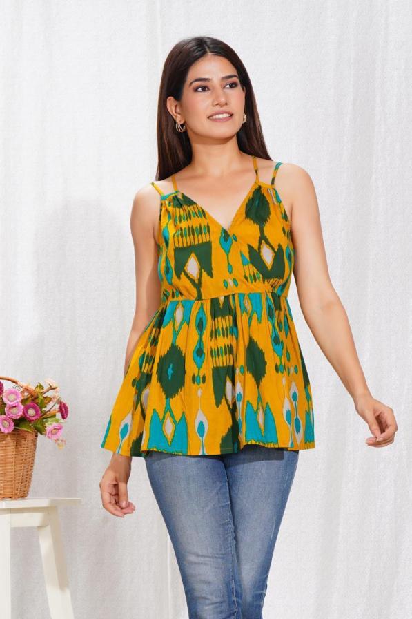 PEPLUM FIT NECKLINE READYMADE STYLISH LOOK COTTON WESTERN TOPS 