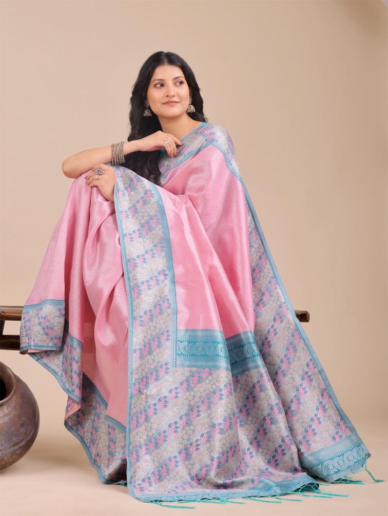 ASTITA PLAZZO SILK VOL 4 FANCY DESIGNER LICHI SILK FABRIC SAREE WHOLSALE WITH FANCY LATKAN