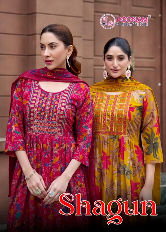 shagun by poonam creation elegant style rayon fully stitch 3pcs dress