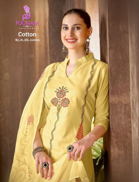 POONAM DESIGNER 351-354 READYMADE COTTON STYLISH A LINE 3PCS DRESS
