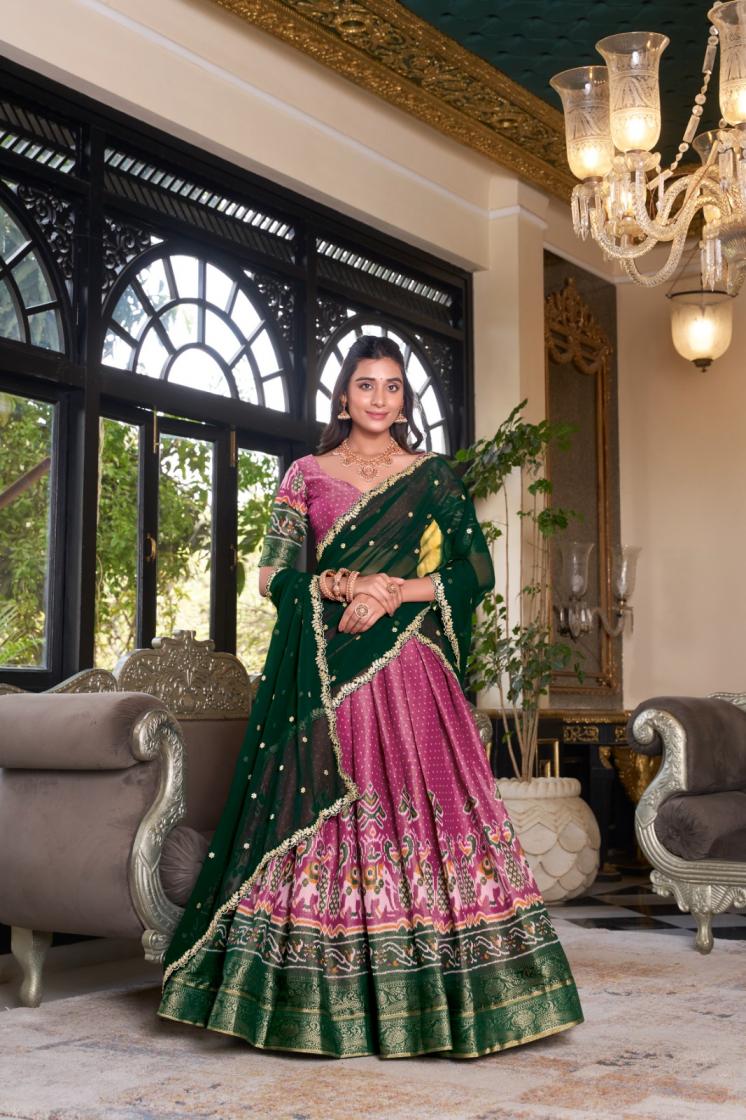 PREKSHA LNB1240 KANCHIPURAM STITCH LEHENGA UNSTITCH CHOLI FOR EVERY OCCASION