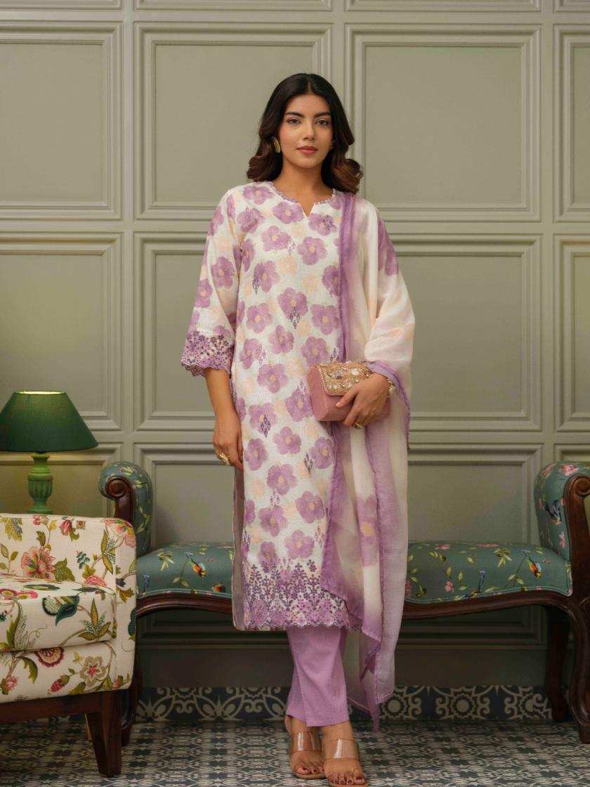 PSYNA LINEN SHIFLY HIT DESIGN FULL STITCH COMBO SUIT FOR LADIES 