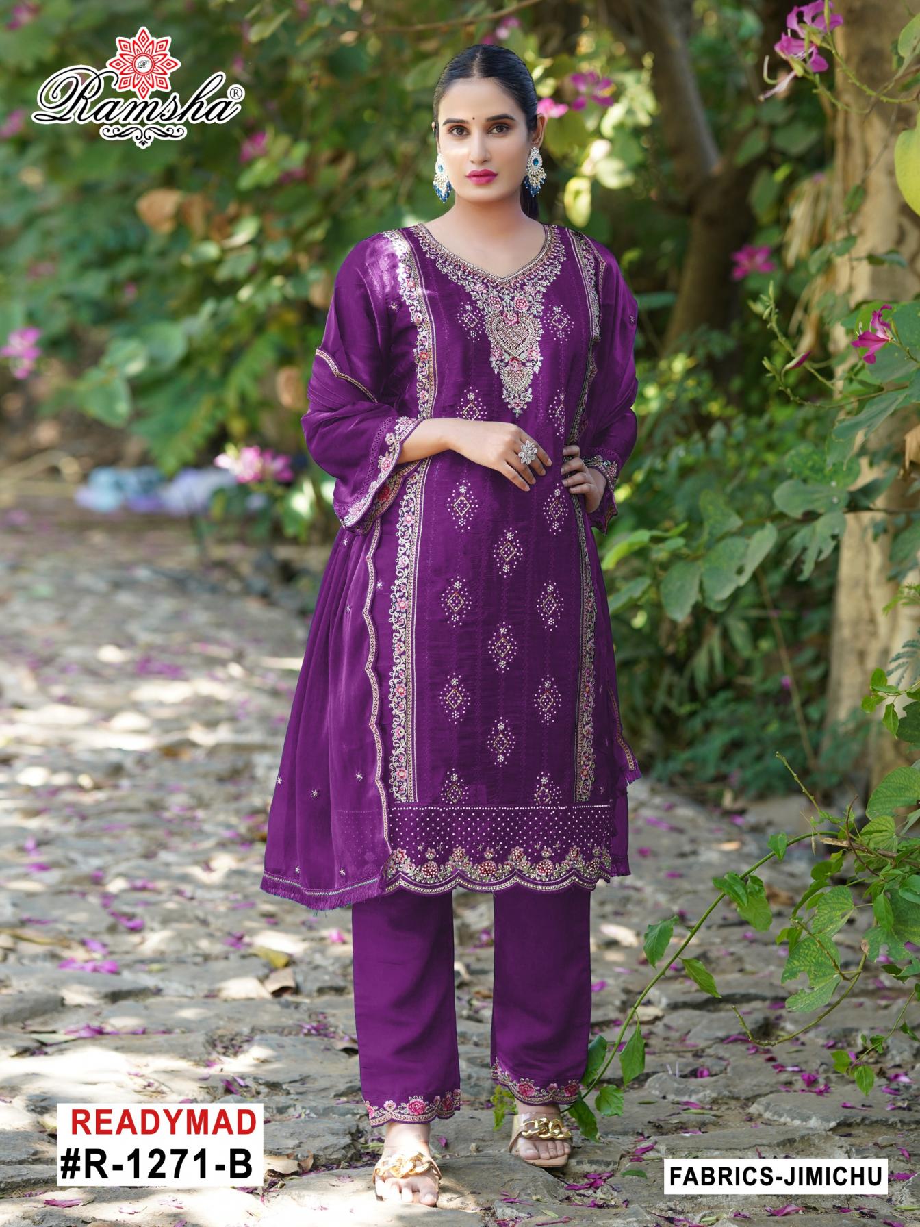 RAMSHA R1271 NX ABCD JIMI CHU DESIGNER FULL STITCH PAKISTANI SALWAR KAMEEZ 