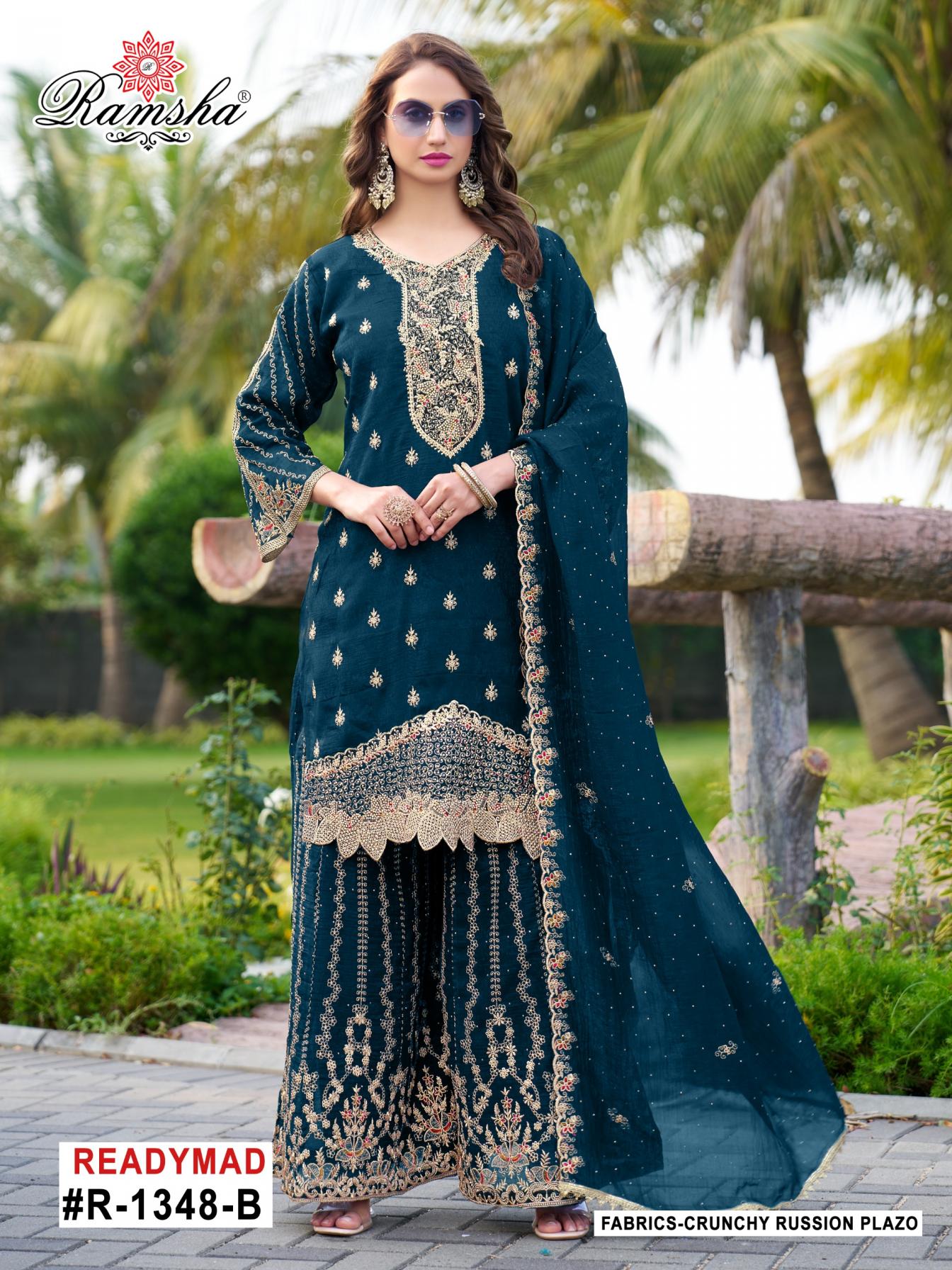 RAMSHA R 1348 NX CRUNCHY STYLISH READYMADE PAKISTANI 3PCS DRESS