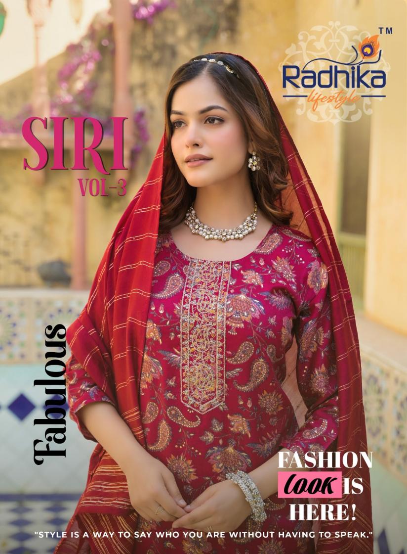 siri vol 3 by radhika lifestyle readymade rayon capsule classic suit online 