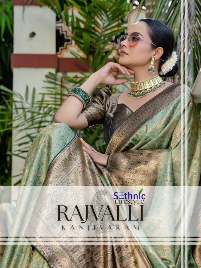 SETHNIC LIFESTYLE RAJVALLI TRENDY KANJIVARAM SILK SAREES EXPORTS 