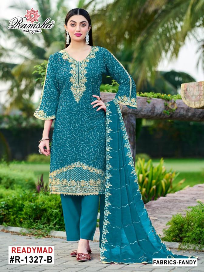 1327 NX ABCD BY RAMSHA FULLY STITCH FANDY MODERN PAKISTANI SALWAR SUIT 