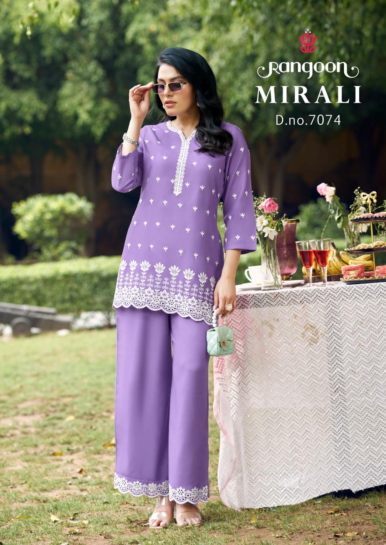 MIRALI BY RANGOON DESIGNER FULL STITCH VISCOSE RAYON CO-ORD SET 
