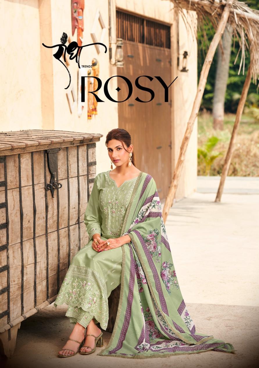 RADHA TRENDZ ROSY POPULAR DESIGN JAM COTTON FULL STITCH 3PCS DRESS